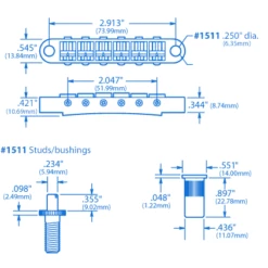Gotoh Tune-o-matic Bridge With Studs/Bushings - StewMac -US Tool Sales Shop 1511 1spec