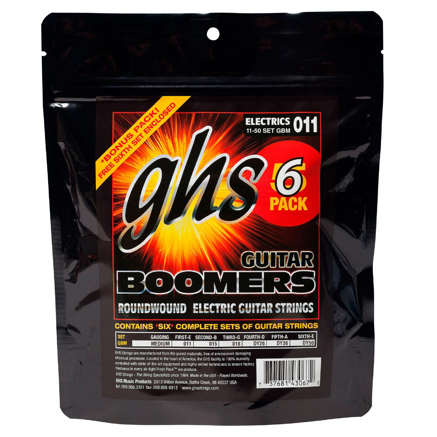 GHS Electric Guitar Boomers, 6-Pack - StewMac GHS Electric Guitar Boomers, 6-Pack - StewMac -US Tool Sales Shop 1522 3