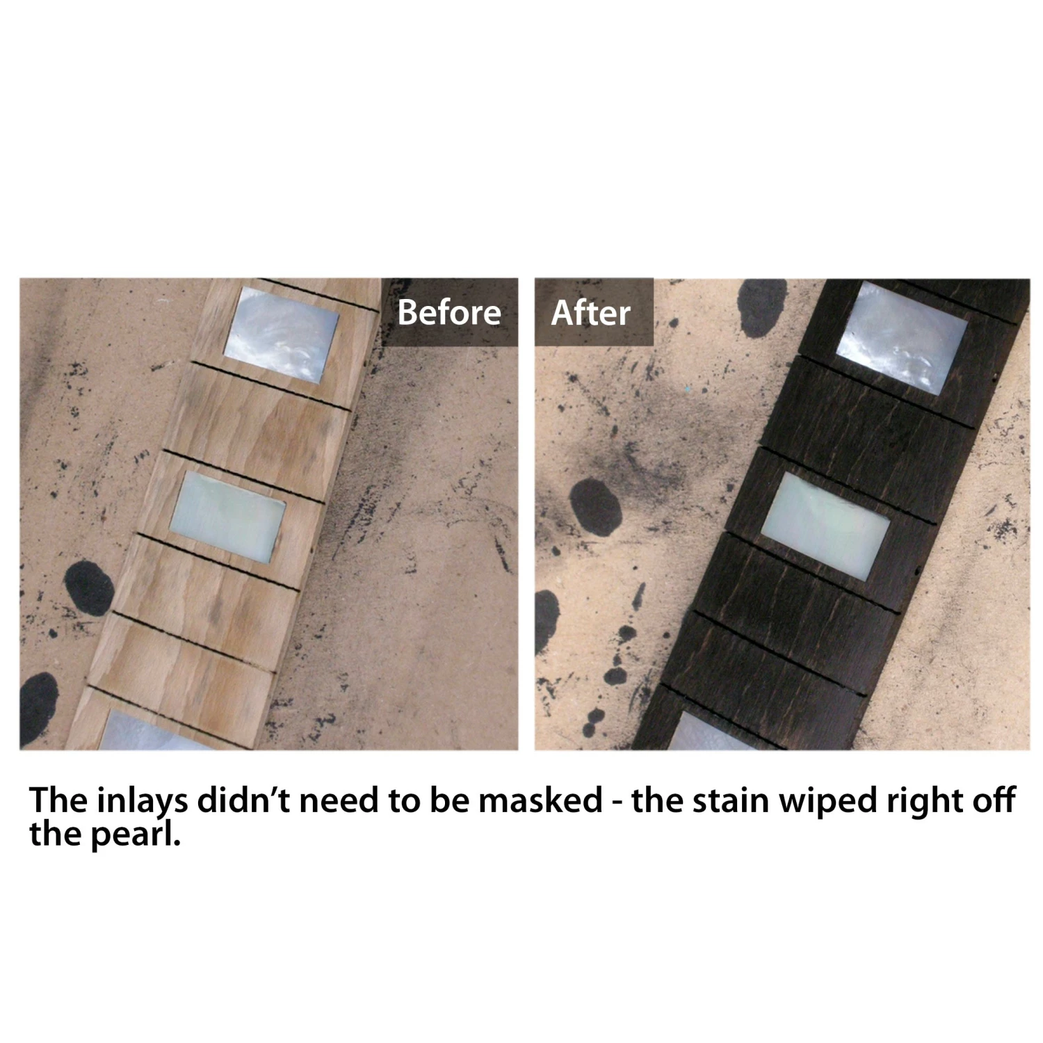 Black Fingerboard Stain - StewMac Black Fingerboard Stain - StewMac -US Tool Sales Shop 4237 3 before after