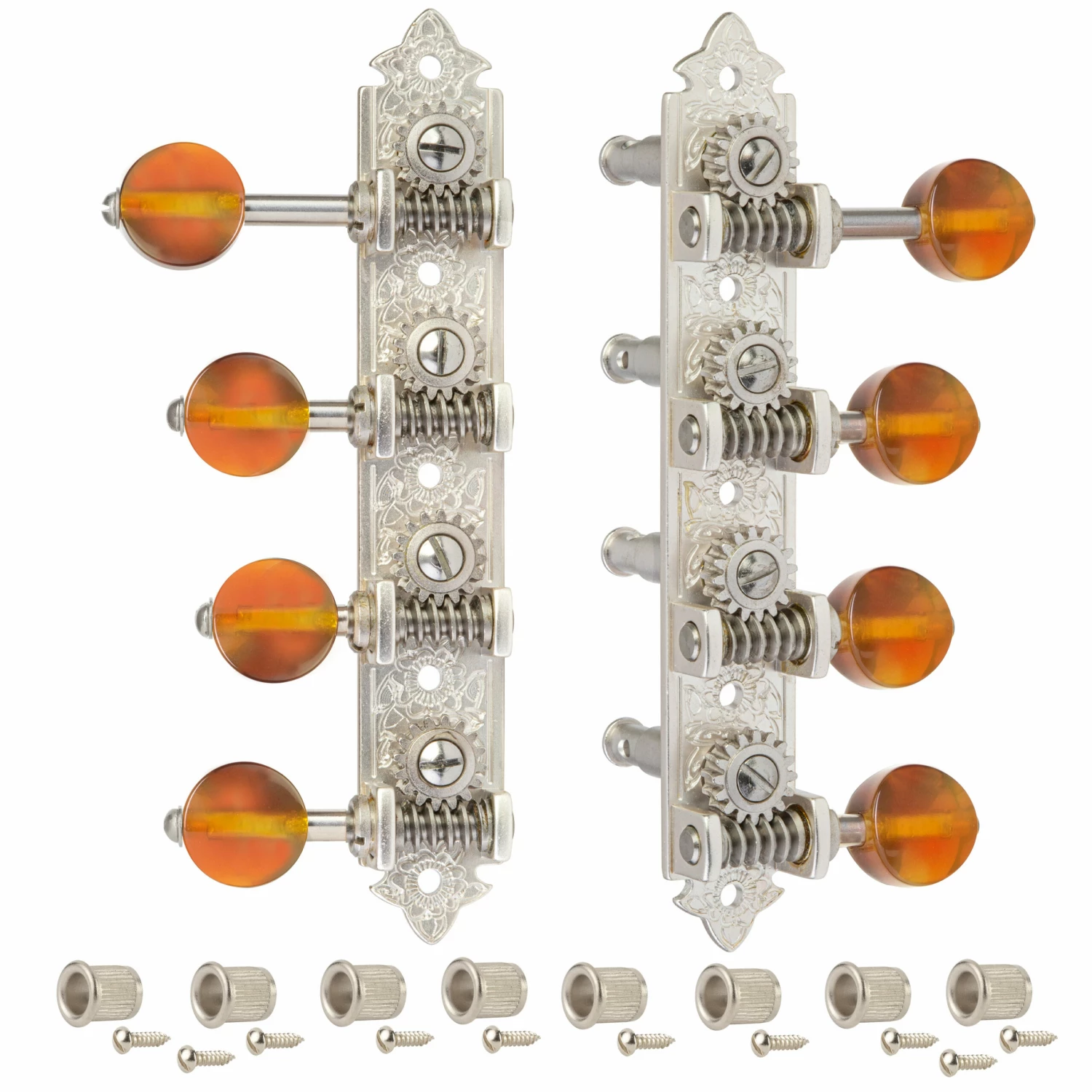 Waverly F-style Mandolin Machines with Amber Knobs - StewMac Waverly F-style Mandolin Machines With Amber Knobs - StewMac -US Tool Sales Shop 6097 on white 3000 scaled