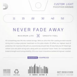 D'Addario XS Phosphor Bronze Acoustic Guitar Strings - StewMac -US Tool Sales Shop m007575 6 back 570