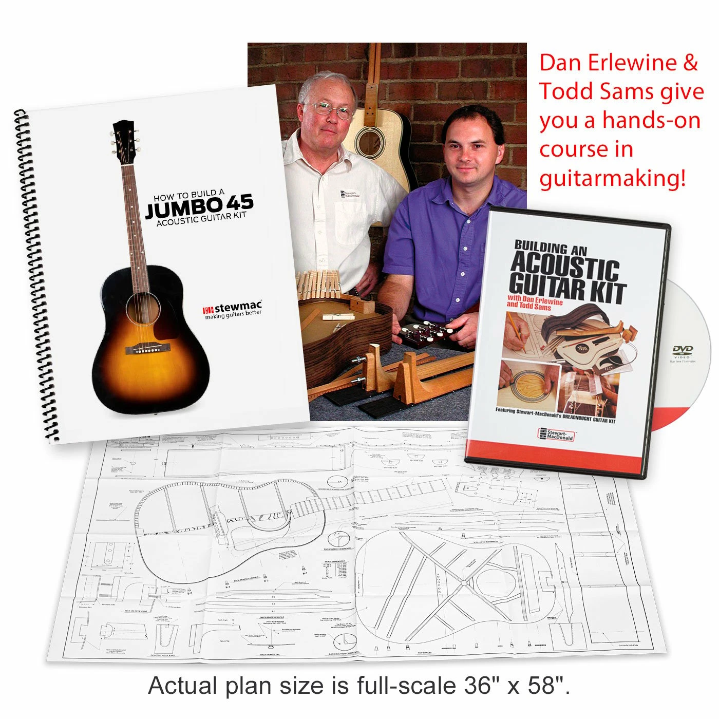 Jumbo-45 Acoustic Guitar Kit with Torrefied Red Spruce and Mahogany - 080 - StewMac Jumbo-45 Acoustic Guitar Kit With Torrefied Red Spruce And Mahogany - 080 - StewMac -US Tool Sales Shop m007669 5 dvd image 8