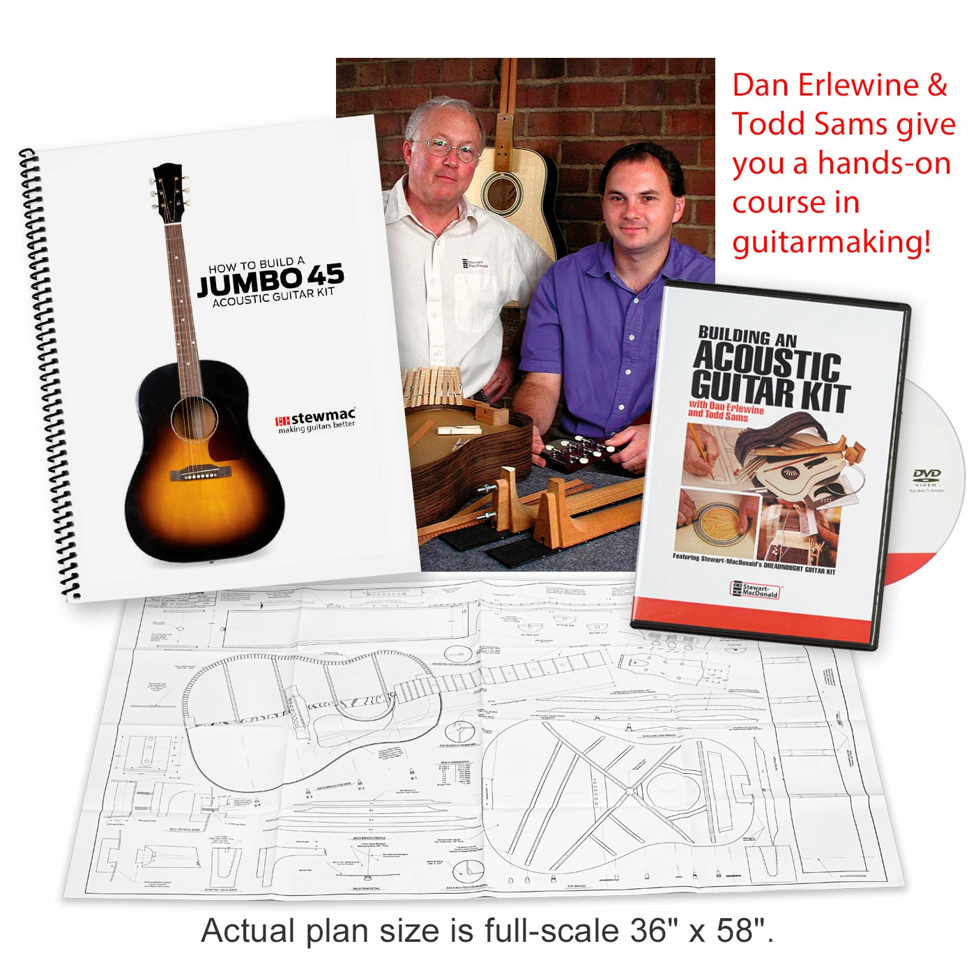 Jumbo-45 Acoustic Guitar Kit with Torrefied Red Spruce and Mahogany - 082 - StewMac Jumbo-45 Acoustic Guitar Kit With Torrefied Red Spruce And Mahogany - 082 - StewMac -US Tool Sales Shop m007669 5 dvd image